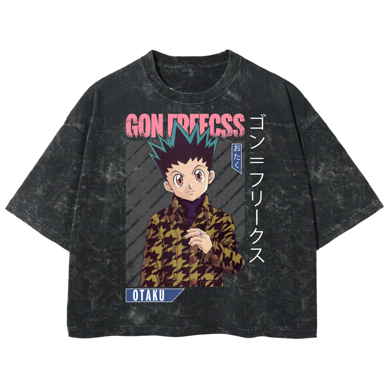 Playera streetwear premium de anime y gaming ExtraLife MX, corte boxy deluxe mineral wash heavyweight en color Acid Wash, moda urbana mexicana de culto.