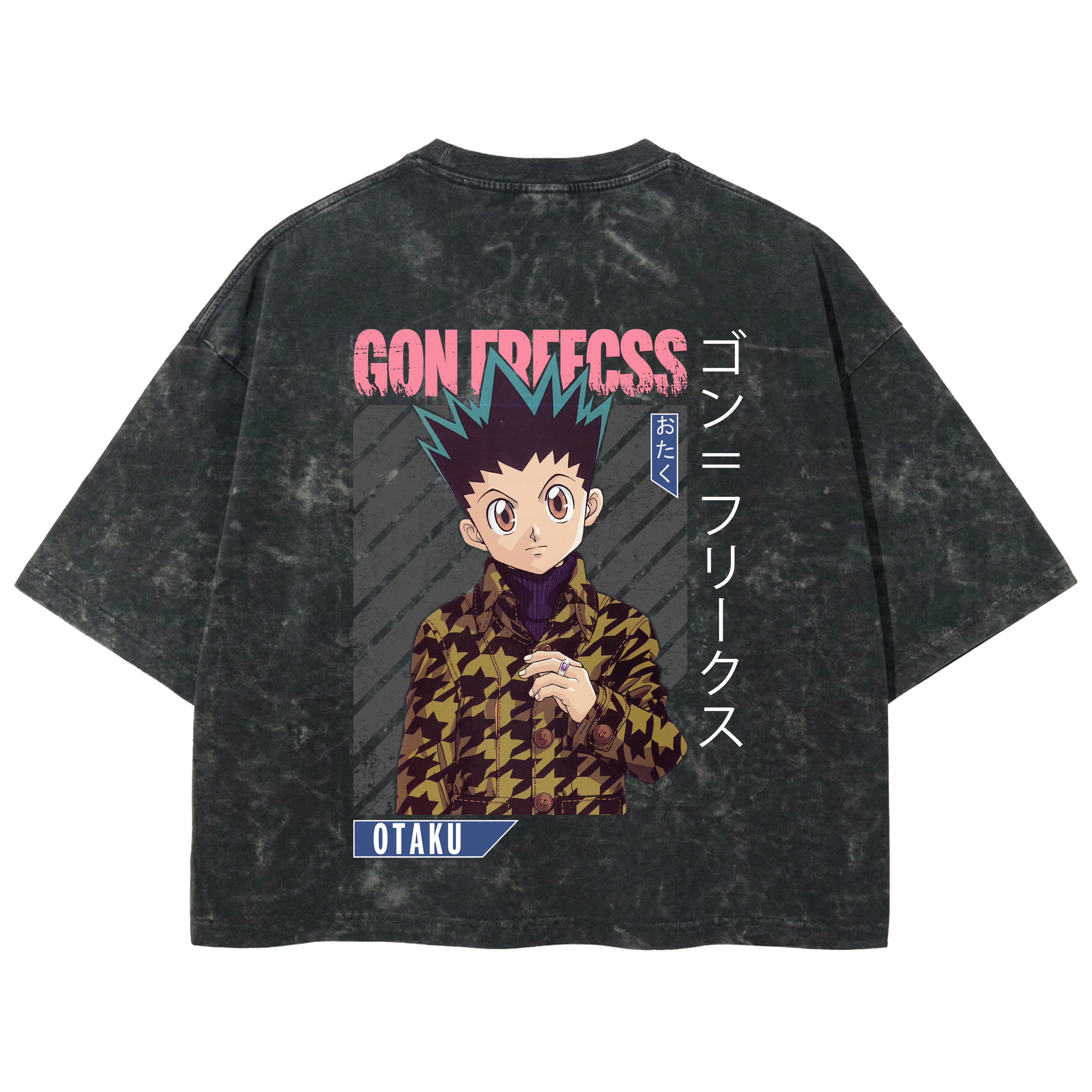 Playera streetwear premium de anime y gaming ExtraLife MX, corte boxy deluxe mineral wash heavyweight en color Acid Wash, moda urbana mexicana de culto.