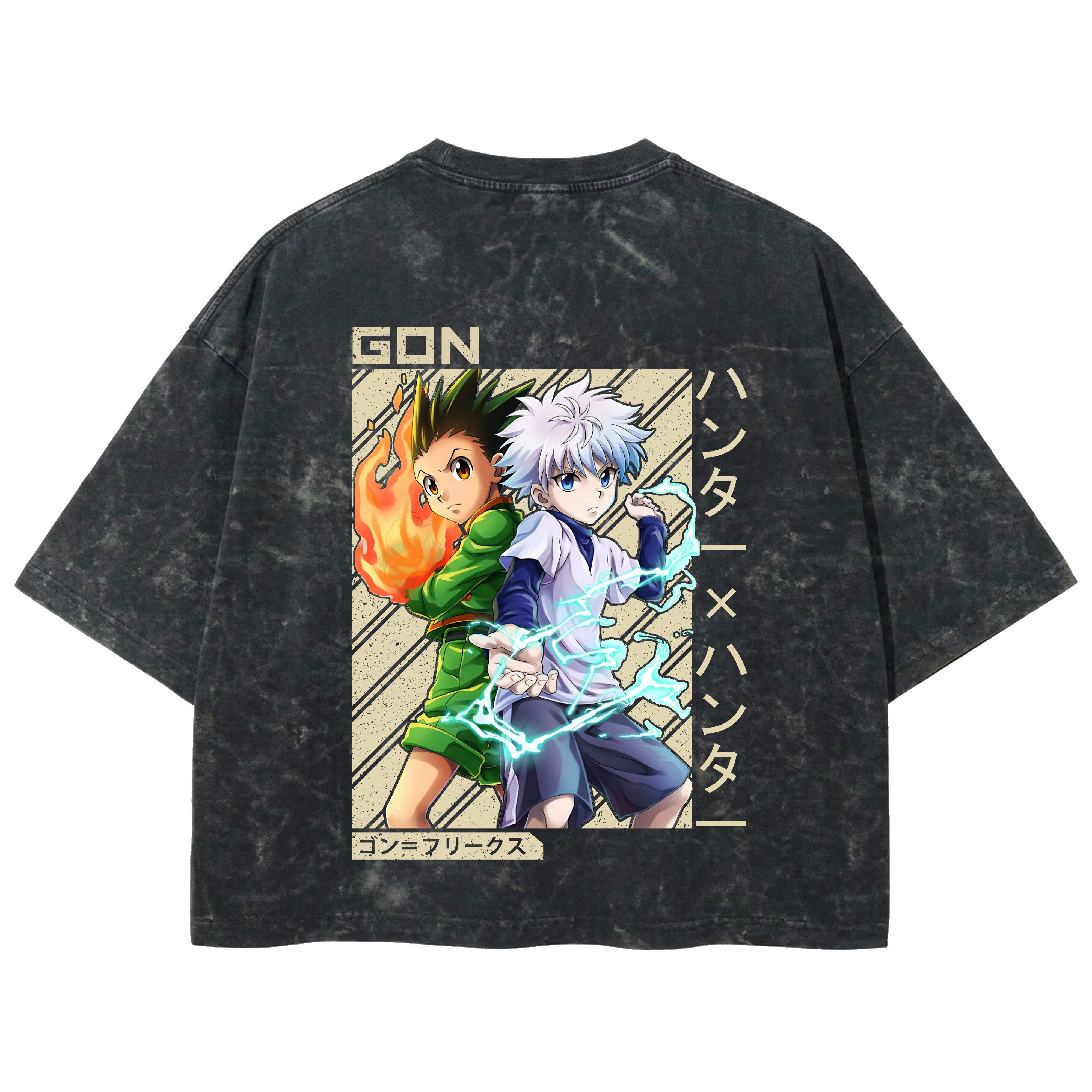Playera streetwear premium de anime y gaming ExtraLife MX, corte boxy deluxe mineral wash heavyweight en color Acid Wash, moda urbana mexicana de culto.