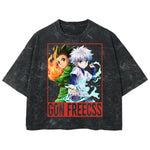 Playera streetwear premium de anime y gaming ExtraLife MX, corte boxy deluxe mineral wash heavyweight en color Acid Wash, moda urbana mexicana de culto.