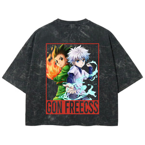 Playera streetwear premium de anime y gaming ExtraLife MX, corte boxy deluxe mineral wash heavyweight en color Acid Wash, moda urbana mexicana de culto.