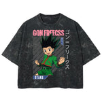 Playera streetwear premium de anime y gaming ExtraLife MX, corte boxy deluxe mineral wash heavyweight en color Acid Wash, moda urbana mexicana de culto.