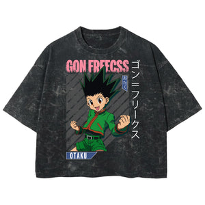 Playera streetwear premium de anime y gaming ExtraLife MX, corte boxy deluxe mineral wash heavyweight en color Acid Wash, moda urbana mexicana de culto.
