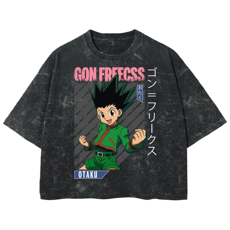 Playera streetwear premium de anime y gaming ExtraLife MX, corte boxy deluxe mineral wash heavyweight en color Acid Wash, moda urbana mexicana de culto.