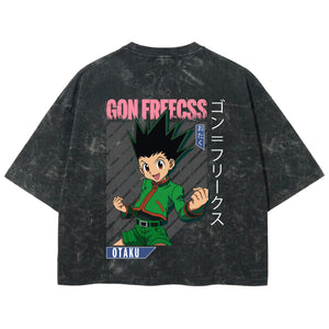 Playera streetwear premium de anime y gaming ExtraLife MX, corte boxy deluxe mineral wash heavyweight en color Acid Wash, moda urbana mexicana de culto.