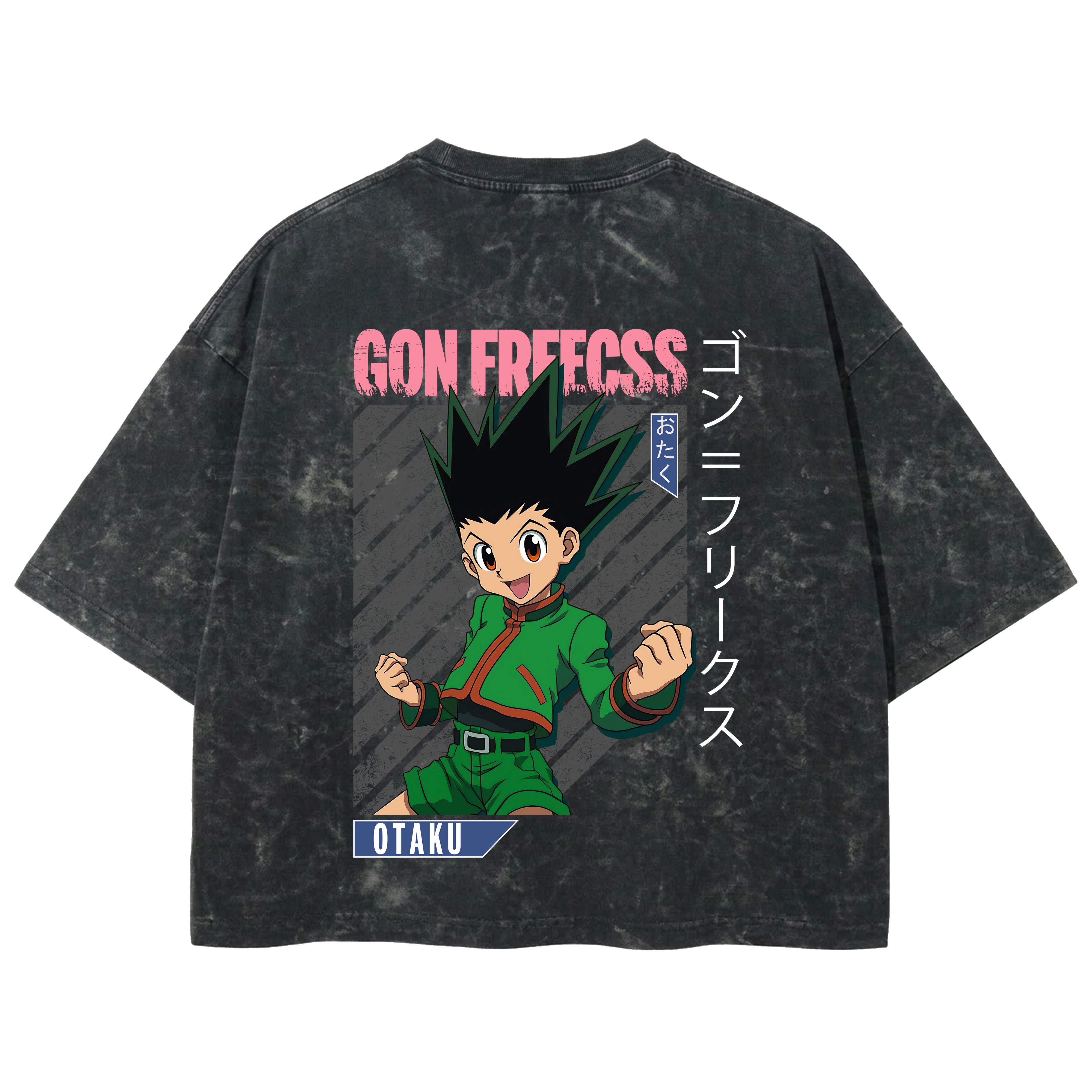 Playera streetwear premium de anime y gaming ExtraLife MX, corte boxy deluxe mineral wash heavyweight en color Acid Wash, moda urbana mexicana de culto.