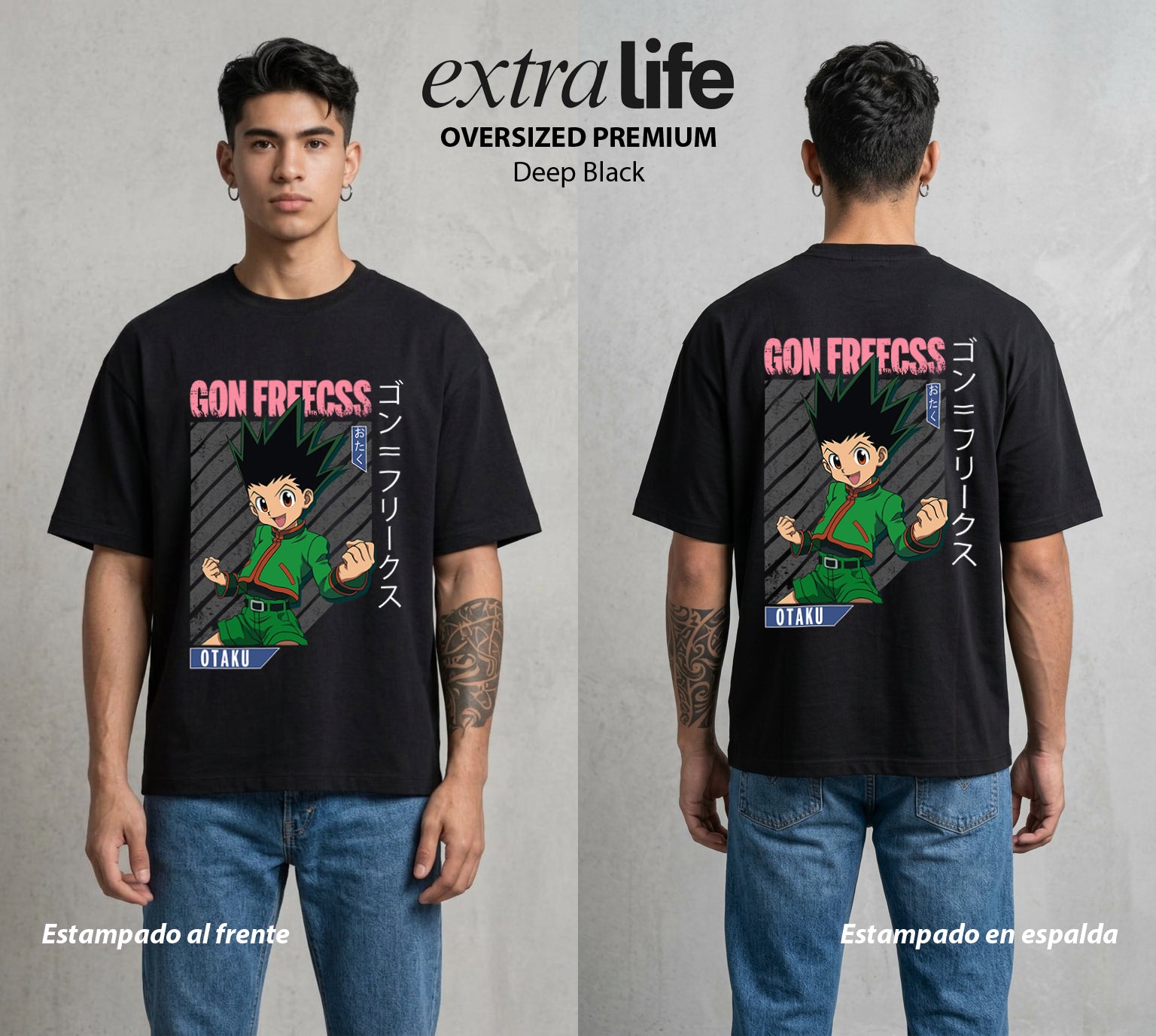 La Prueba del Cazador | Amistad y Aventura #01555 - Playera Oversized Premium | Deep Black - Foto en modelo