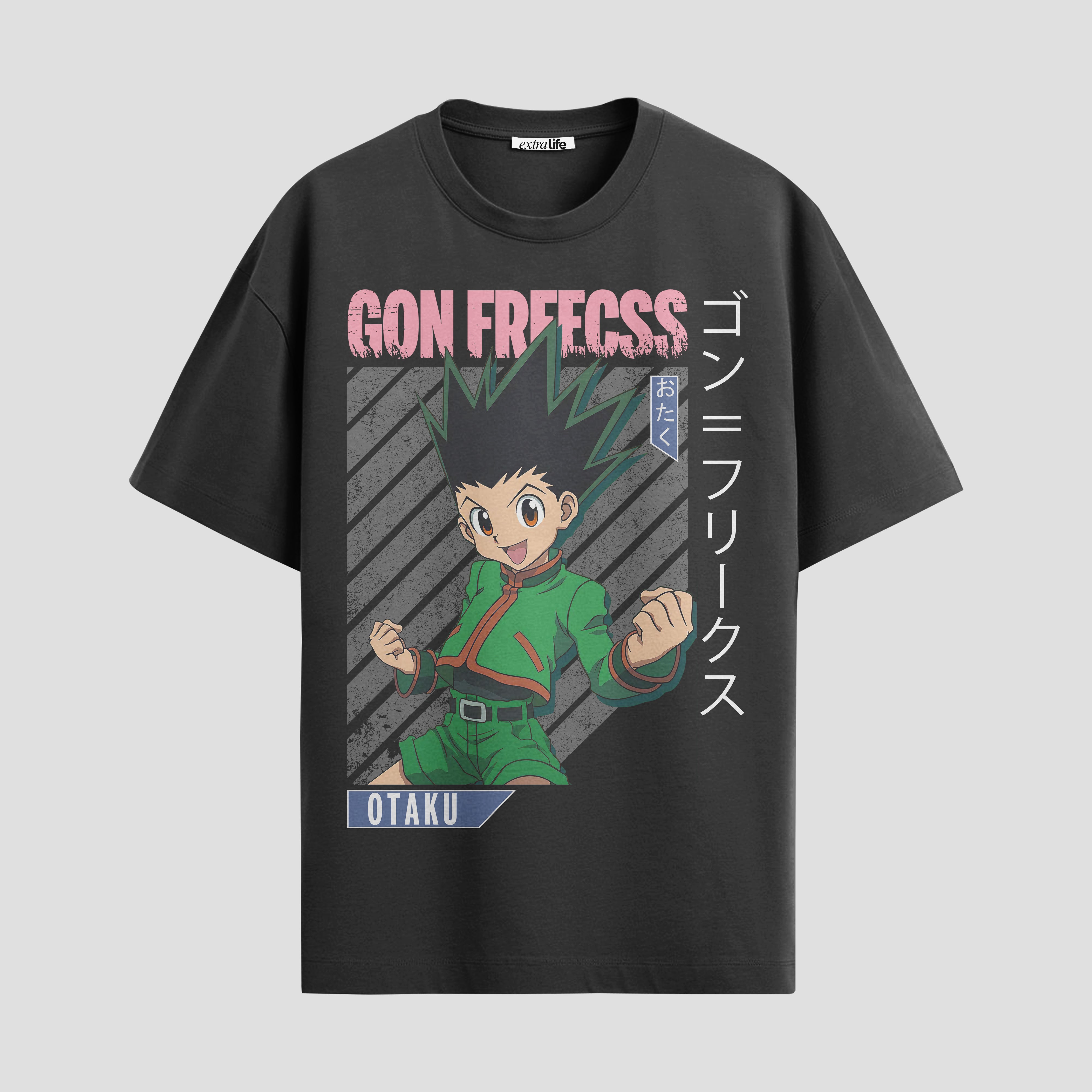 Playera urbana de anime y gaming ExtraLife MX, corte Standard Fit unisex ligero y transpirable en color Deep Black y Pure White, ropa de uso diario para gym y casual.