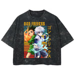 Playera streetwear premium de anime y gaming ExtraLife MX, corte boxy deluxe mineral wash heavyweight en color Acid Wash, moda urbana mexicana de culto.