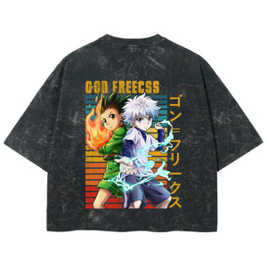 Playera streetwear premium de anime y gaming ExtraLife MX, corte boxy deluxe mineral wash heavyweight en color Acid Wash, moda urbana mexicana de culto.