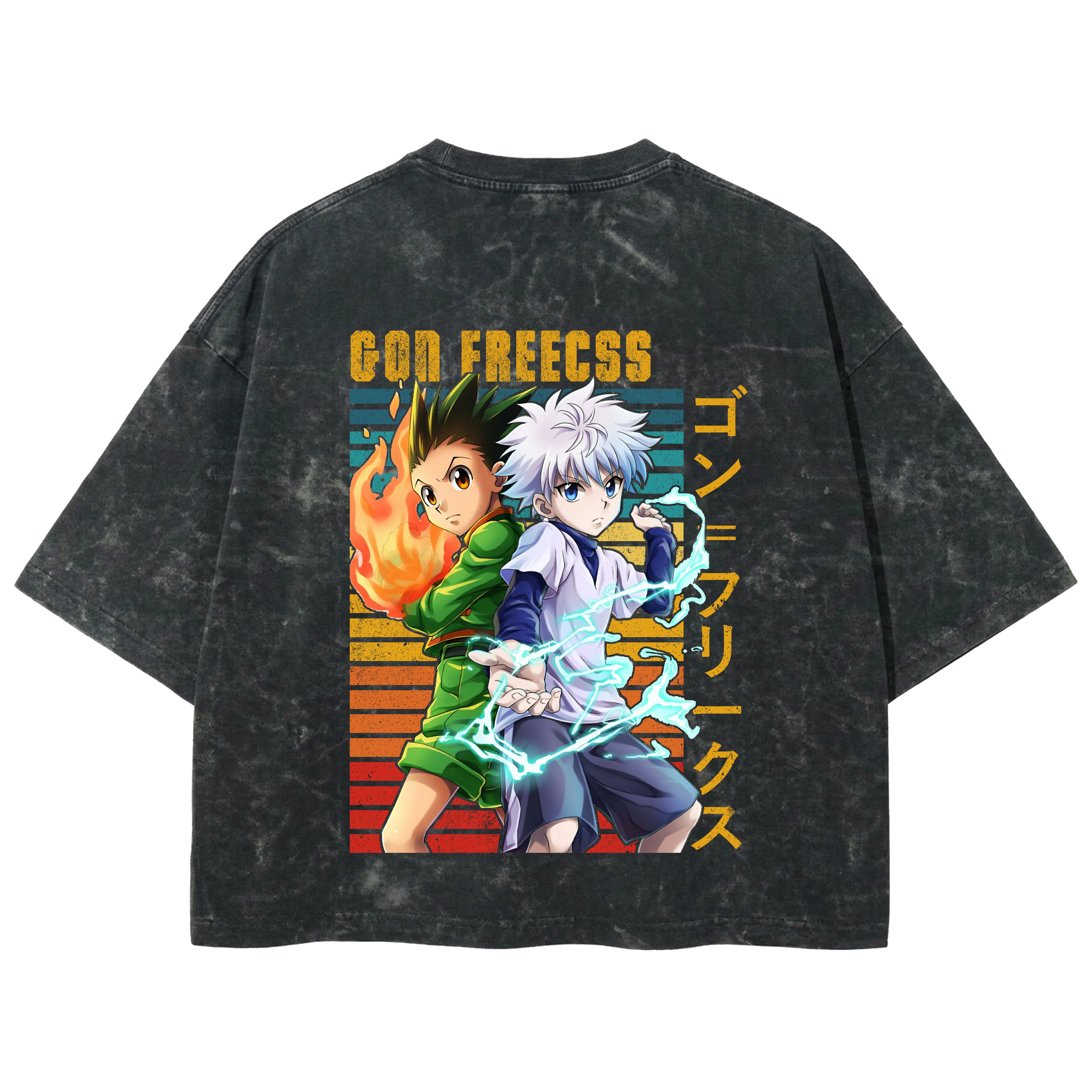 Playera streetwear premium de anime y gaming ExtraLife MX, corte boxy deluxe mineral wash heavyweight en color Acid Wash, moda urbana mexicana de culto.