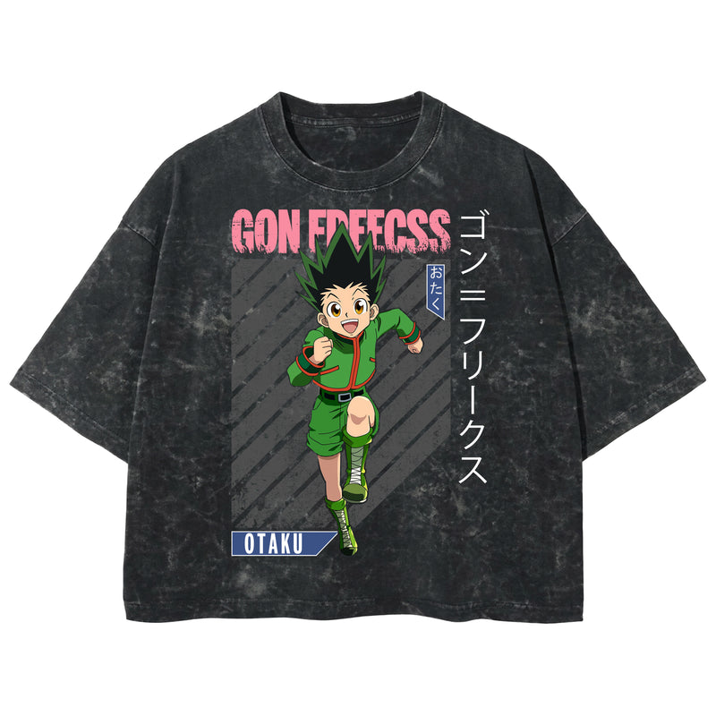 Playera streetwear premium de anime y gaming ExtraLife MX, corte boxy deluxe mineral wash heavyweight en color Acid Wash, moda urbana mexicana de culto.