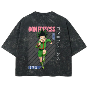 Playera streetwear premium de anime y gaming ExtraLife MX, corte boxy deluxe mineral wash heavyweight en color Acid Wash, moda urbana mexicana de culto.