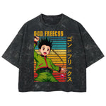 Playera streetwear premium de anime y gaming ExtraLife MX, corte boxy deluxe mineral wash heavyweight en color Acid Wash, moda urbana mexicana de culto.