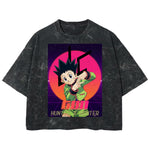 Playera streetwear premium de anime y gaming ExtraLife MX, corte boxy deluxe mineral wash heavyweight en color Acid Wash, moda urbana mexicana de culto.