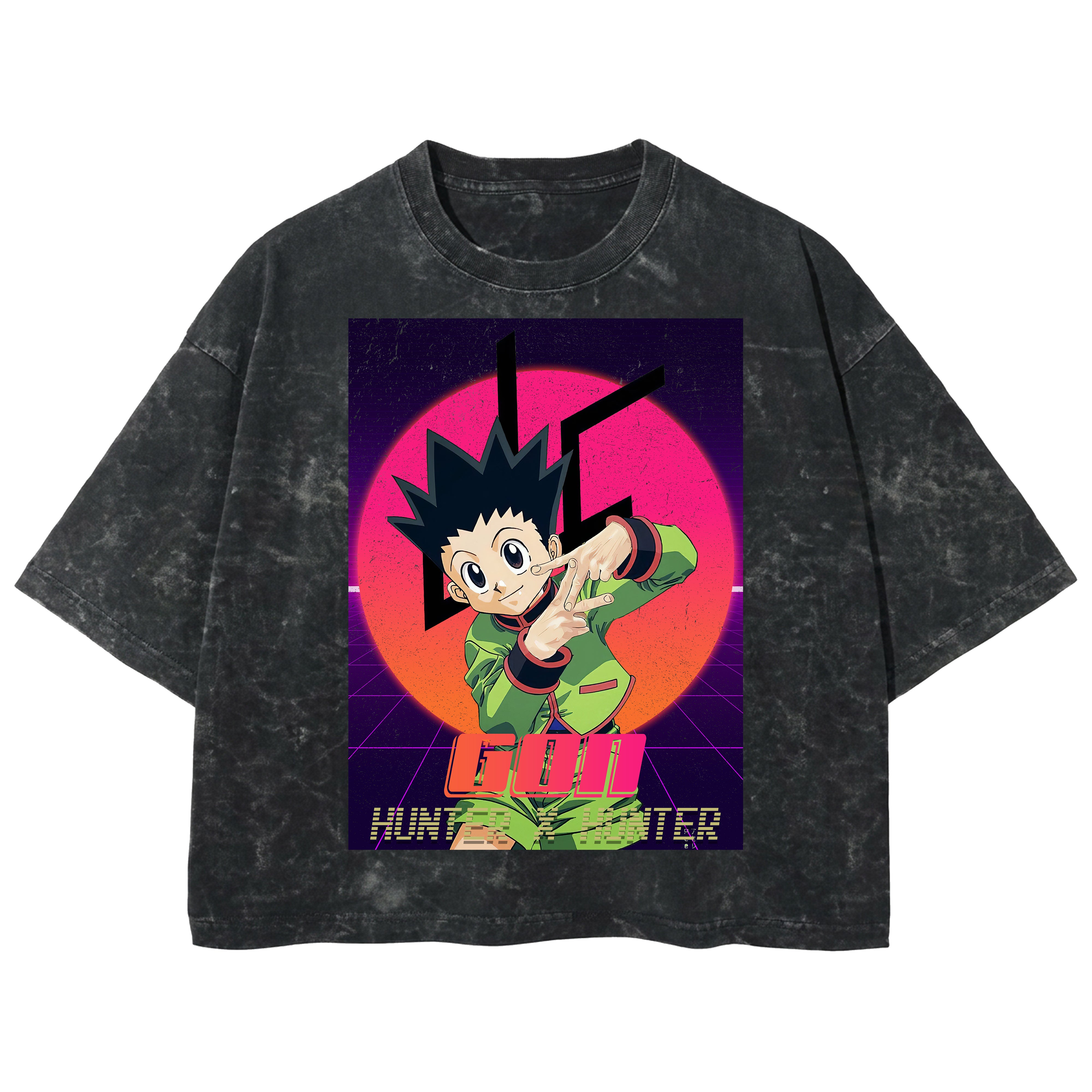 Playera streetwear premium de anime y gaming ExtraLife MX, corte boxy deluxe mineral wash heavyweight en color Acid Wash, moda urbana mexicana de culto.