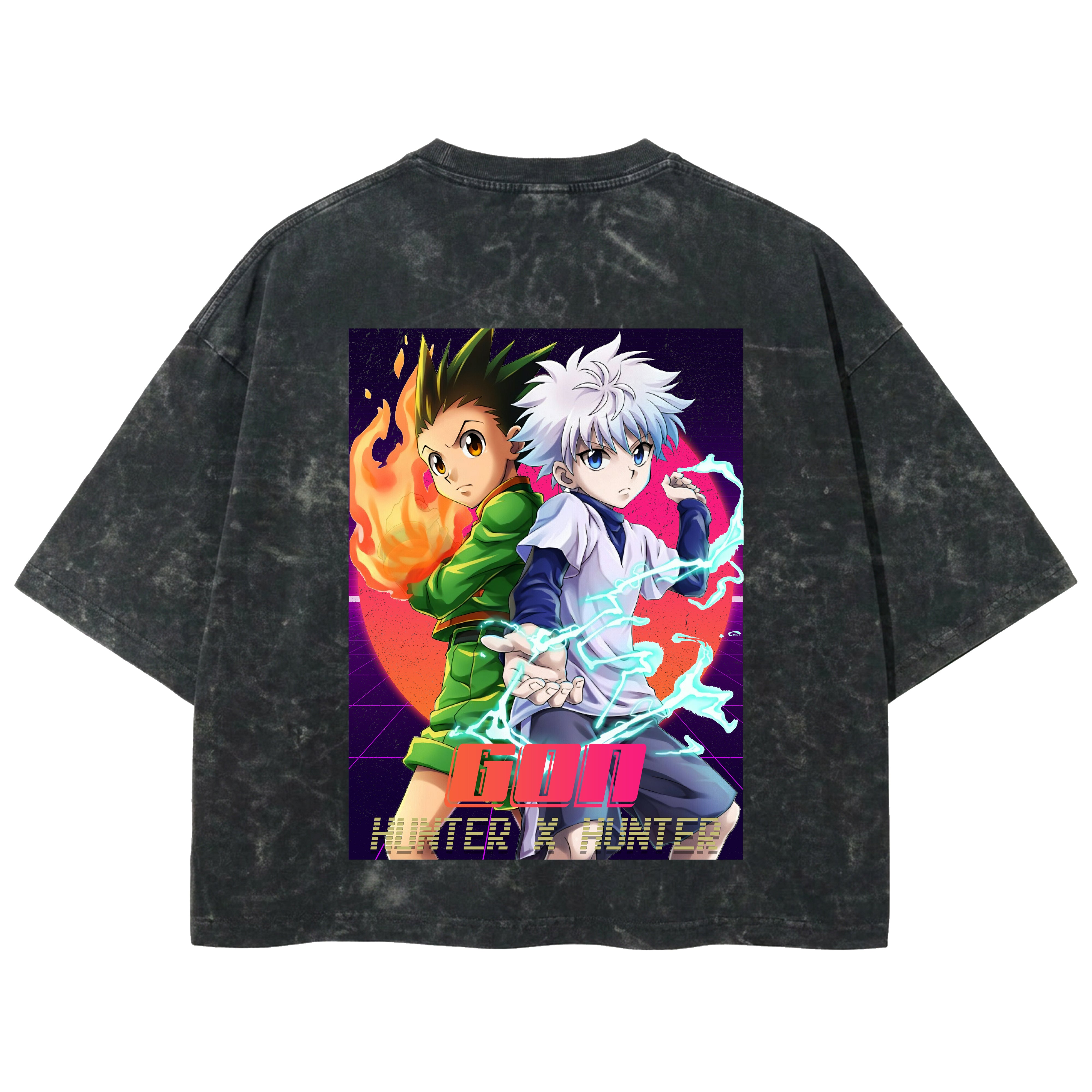 Playera streetwear premium de anime y gaming ExtraLife MX, corte boxy deluxe mineral wash heavyweight en color Acid Wash, moda urbana mexicana de culto.