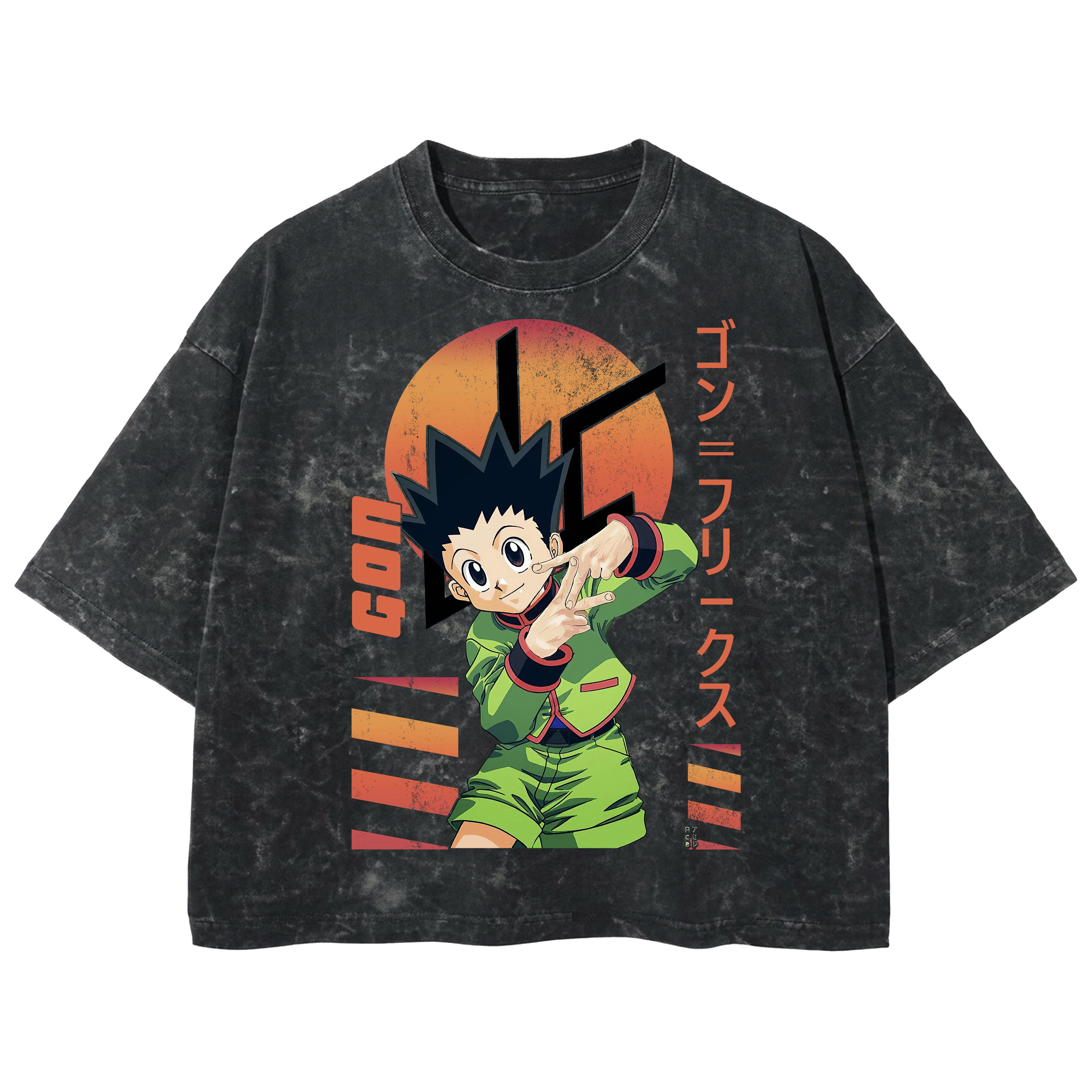 Playera streetwear premium de anime y gaming ExtraLife MX, corte boxy deluxe mineral wash heavyweight en color Acid Wash, moda urbana mexicana de culto.