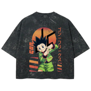 Playera streetwear premium de anime y gaming ExtraLife MX, corte boxy deluxe mineral wash heavyweight en color Acid Wash, moda urbana mexicana de culto.