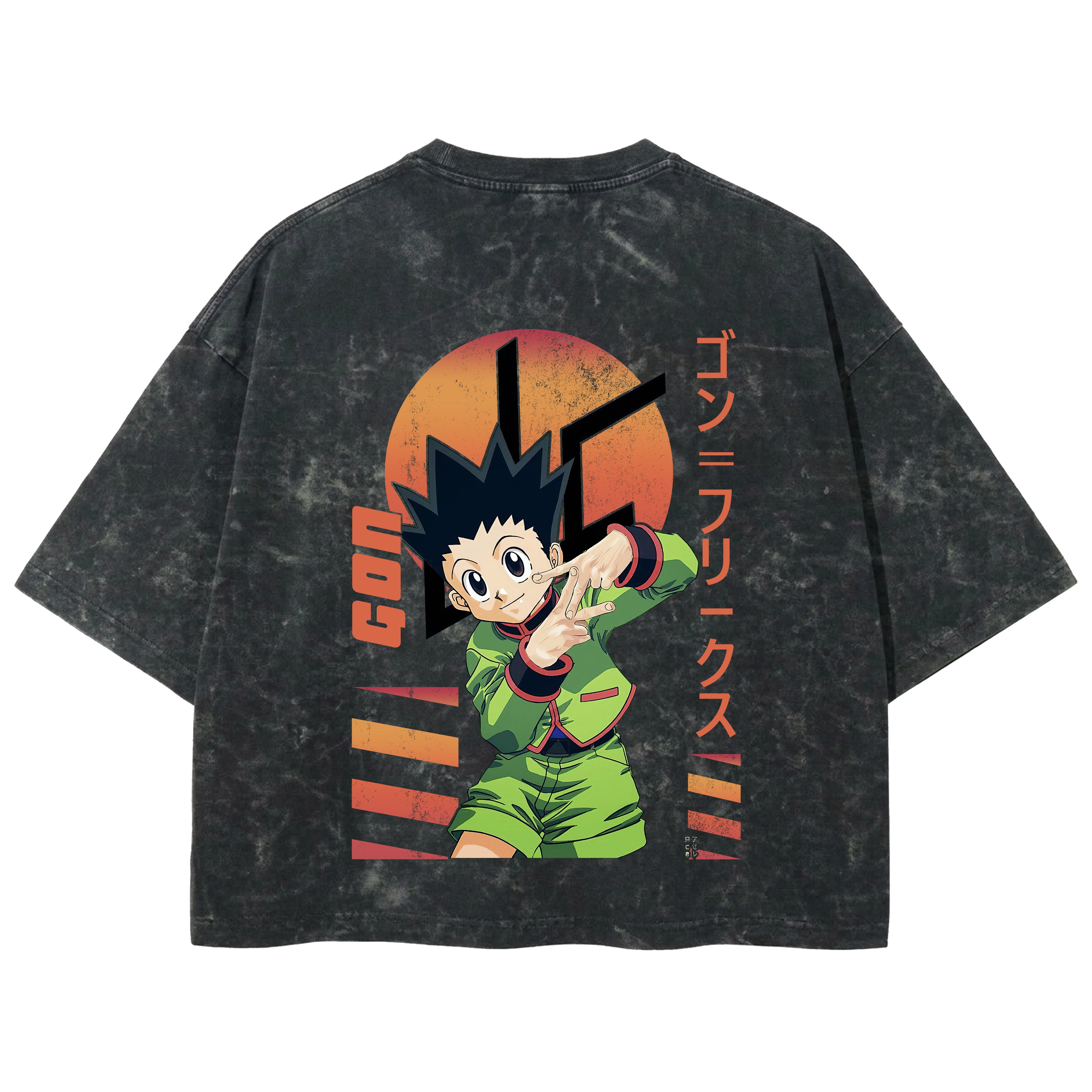 Playera streetwear premium de anime y gaming ExtraLife MX, corte boxy deluxe mineral wash heavyweight en color Acid Wash, moda urbana mexicana de culto.