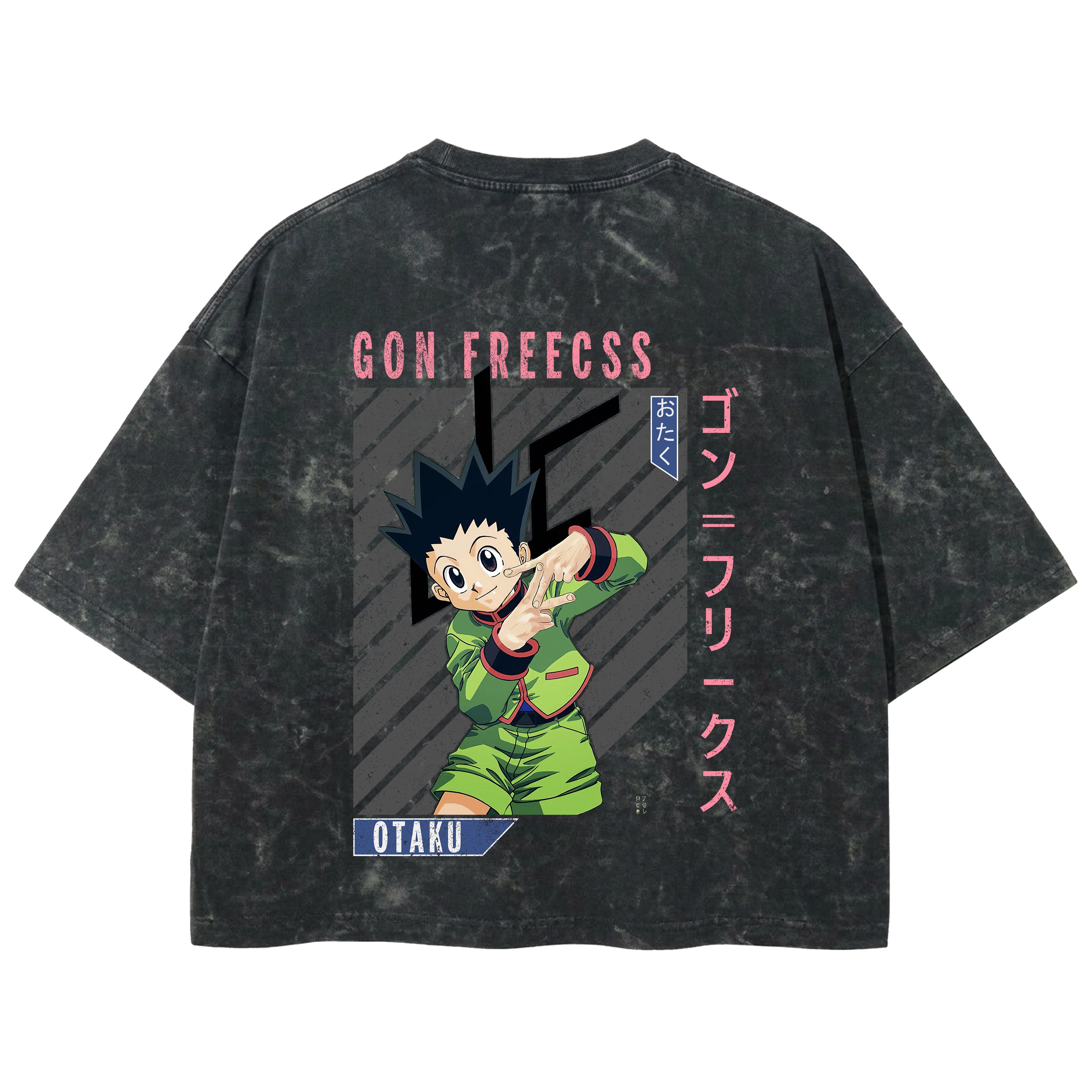 Playera streetwear premium de anime y gaming ExtraLife MX, corte boxy deluxe mineral wash heavyweight en color Acid Wash, moda urbana mexicana de culto.