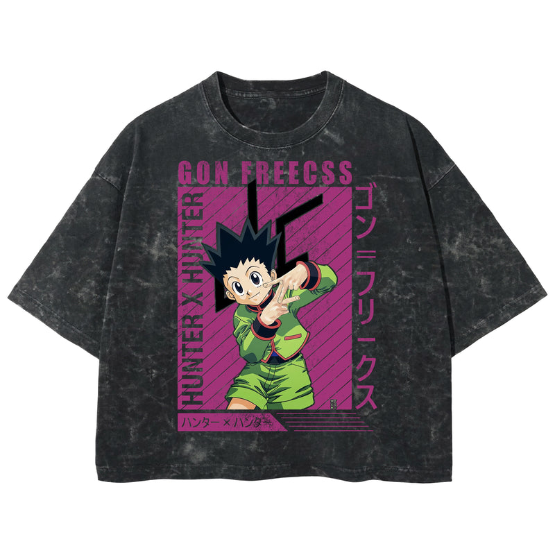 Playera streetwear premium de anime y gaming ExtraLife MX, corte boxy deluxe mineral wash heavyweight en color Acid Wash, moda urbana mexicana de culto.