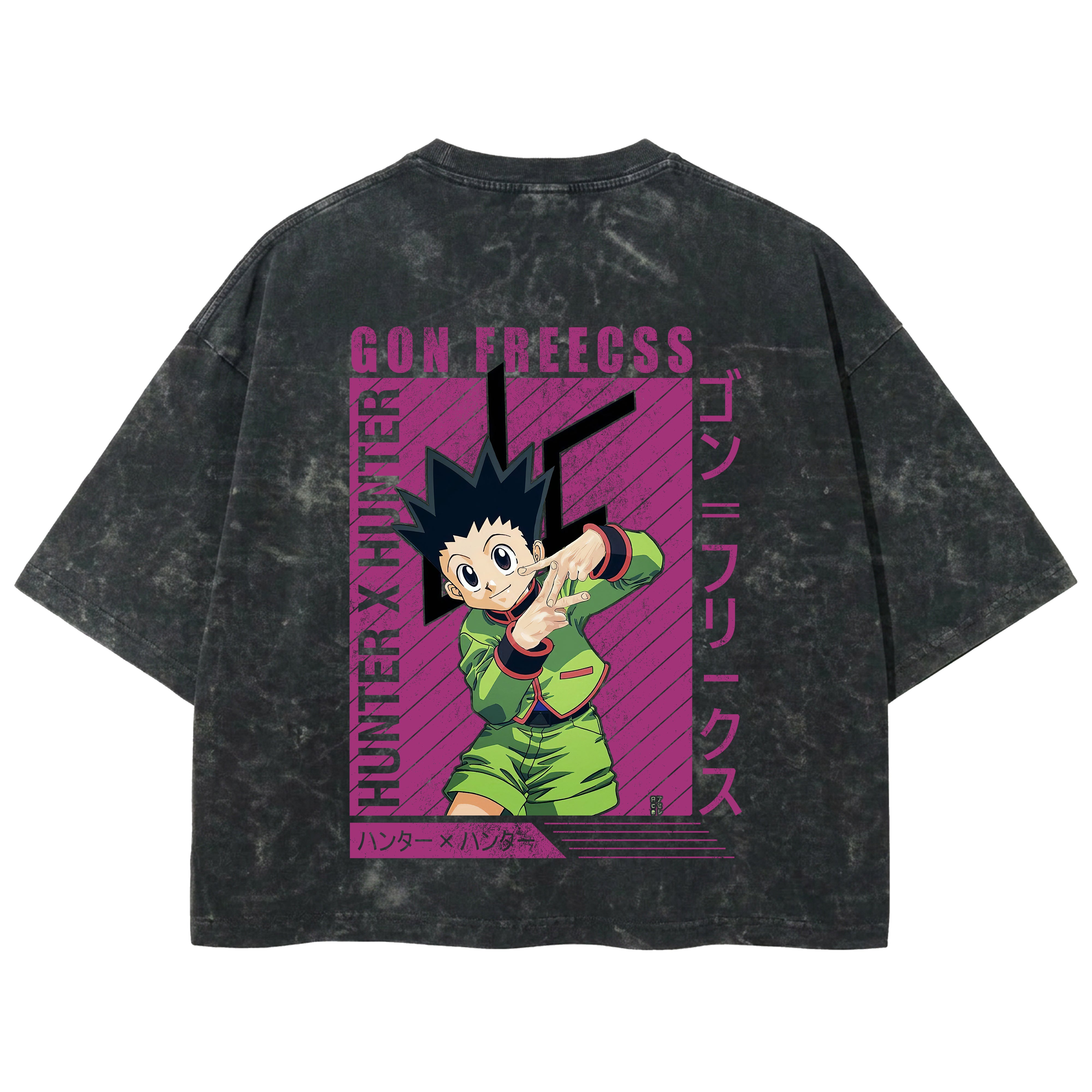 Playera streetwear premium de anime y gaming ExtraLife MX, corte boxy deluxe mineral wash heavyweight en color Acid Wash, moda urbana mexicana de culto.