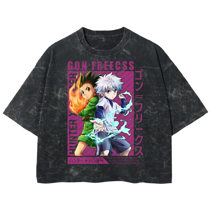 Playera streetwear premium de anime y gaming ExtraLife MX, corte boxy deluxe mineral wash heavyweight en color Acid Wash, moda urbana mexicana de culto.