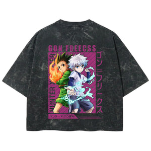 Playera streetwear premium de anime y gaming ExtraLife MX, corte boxy deluxe mineral wash heavyweight en color Acid Wash, moda urbana mexicana de culto.