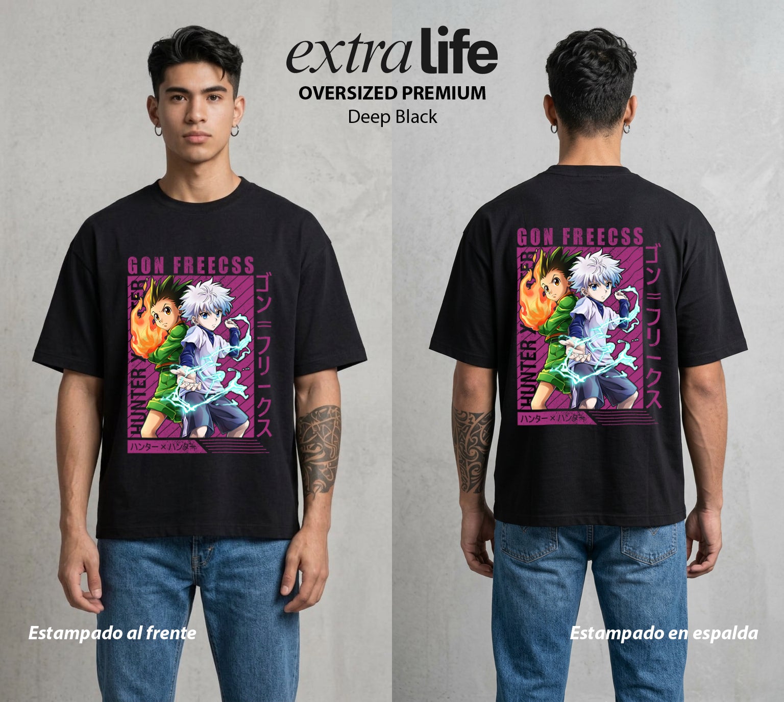 La Prueba del Cazador | El Nen de la Alegria #01564 - Playera Oversized Premium | Deep Black - Foto en modelo