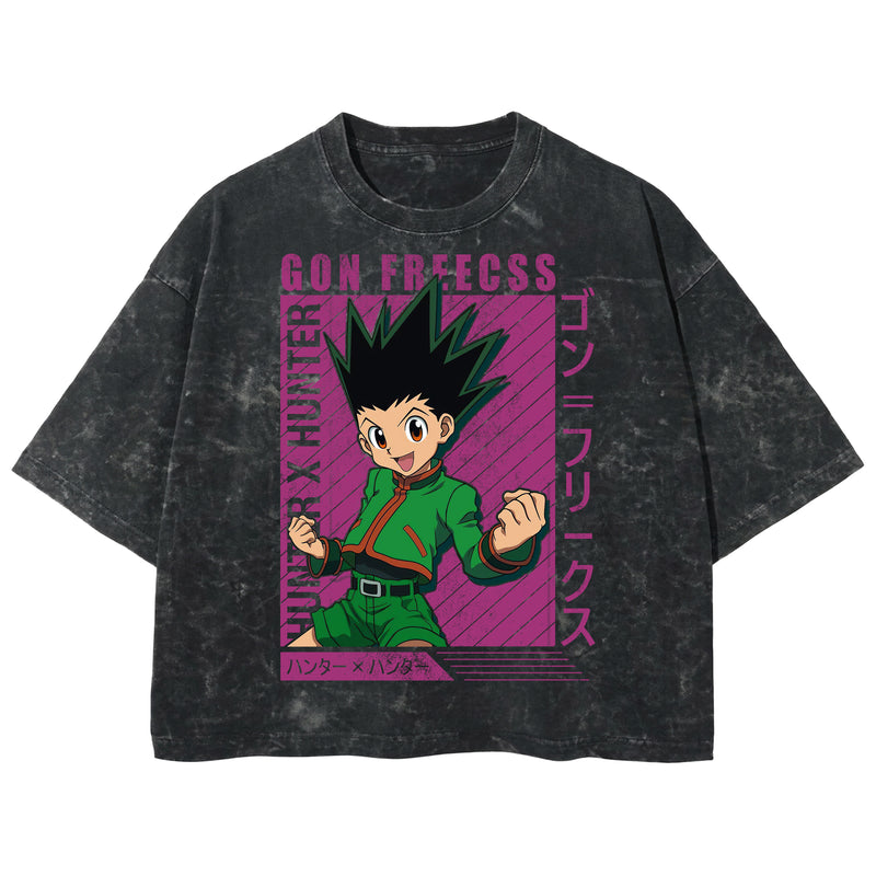 Playera streetwear premium de anime y gaming ExtraLife MX, corte boxy deluxe mineral wash heavyweight en color Acid Wash, moda urbana mexicana de culto.