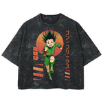Playera streetwear premium de anime y gaming ExtraLife MX, corte boxy deluxe mineral wash heavyweight en color Acid Wash, moda urbana mexicana de culto.