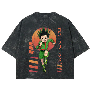 Playera streetwear premium de anime y gaming ExtraLife MX, corte boxy deluxe mineral wash heavyweight en color Acid Wash, moda urbana mexicana de culto.