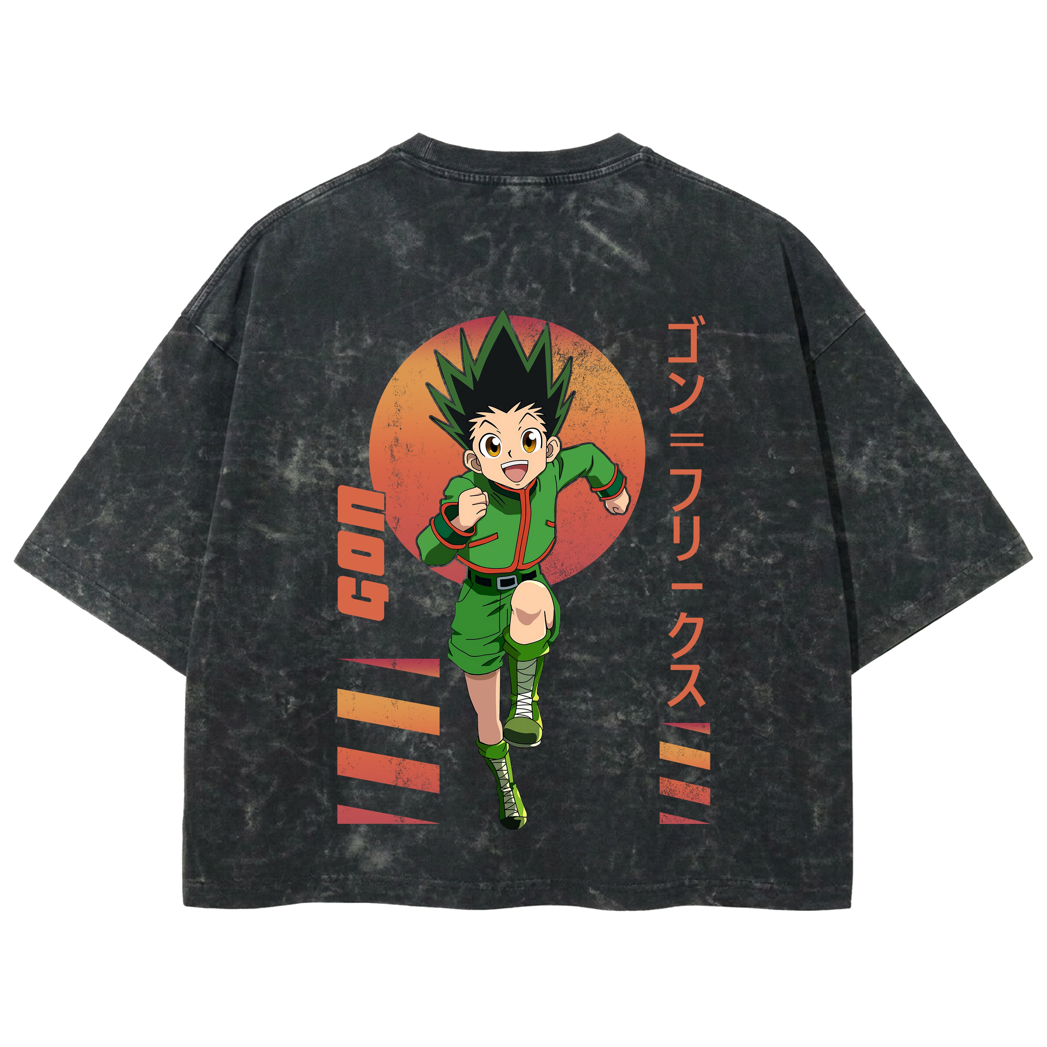 Playera streetwear premium de anime y gaming ExtraLife MX, corte boxy deluxe mineral wash heavyweight en color Acid Wash, moda urbana mexicana de culto.