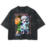 Playera streetwear premium de anime y gaming ExtraLife MX, corte boxy deluxe mineral wash heavyweight en color Acid Wash, moda urbana mexicana de culto.