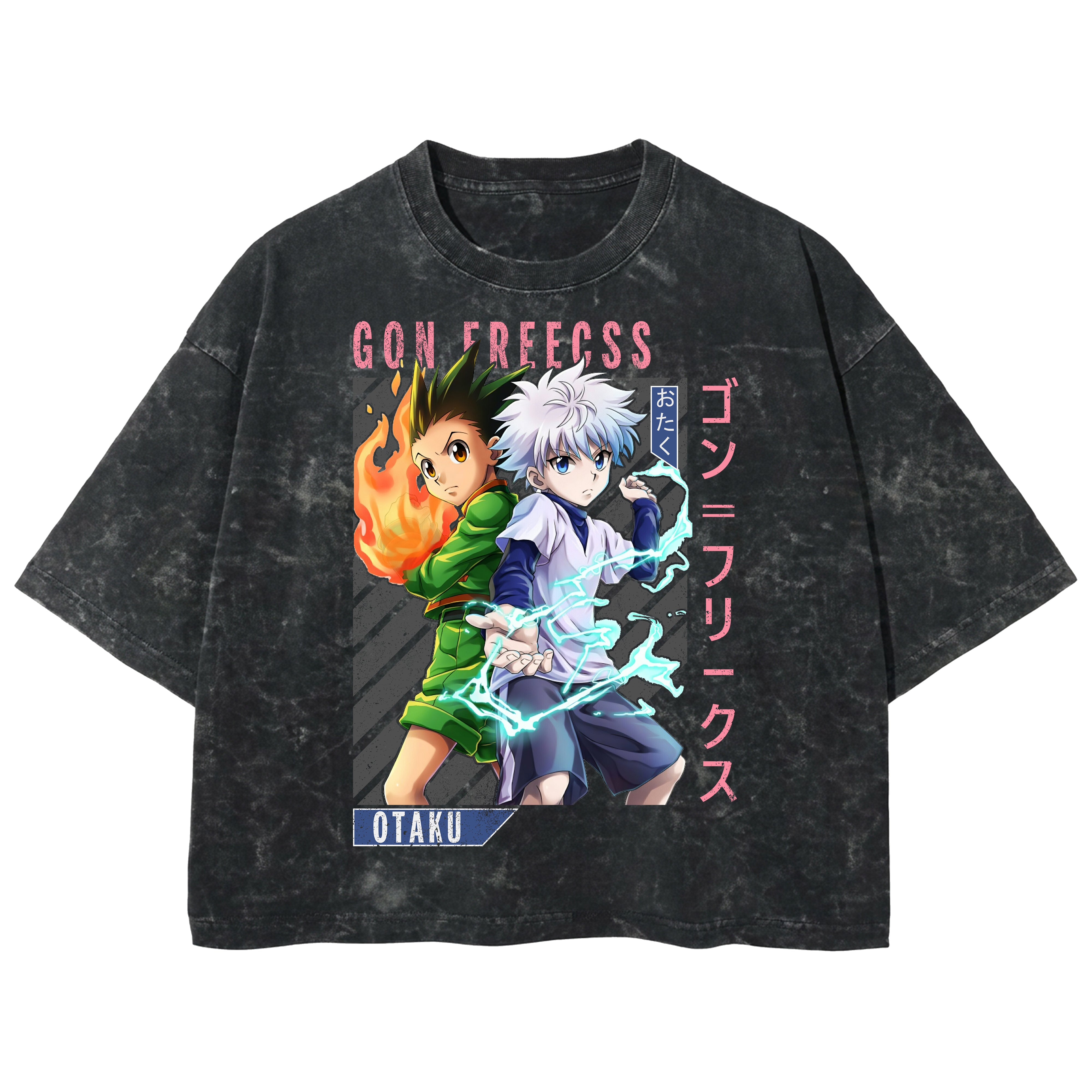 Playera streetwear premium de anime y gaming ExtraLife MX, corte boxy deluxe mineral wash heavyweight en color Acid Wash, moda urbana mexicana de culto.