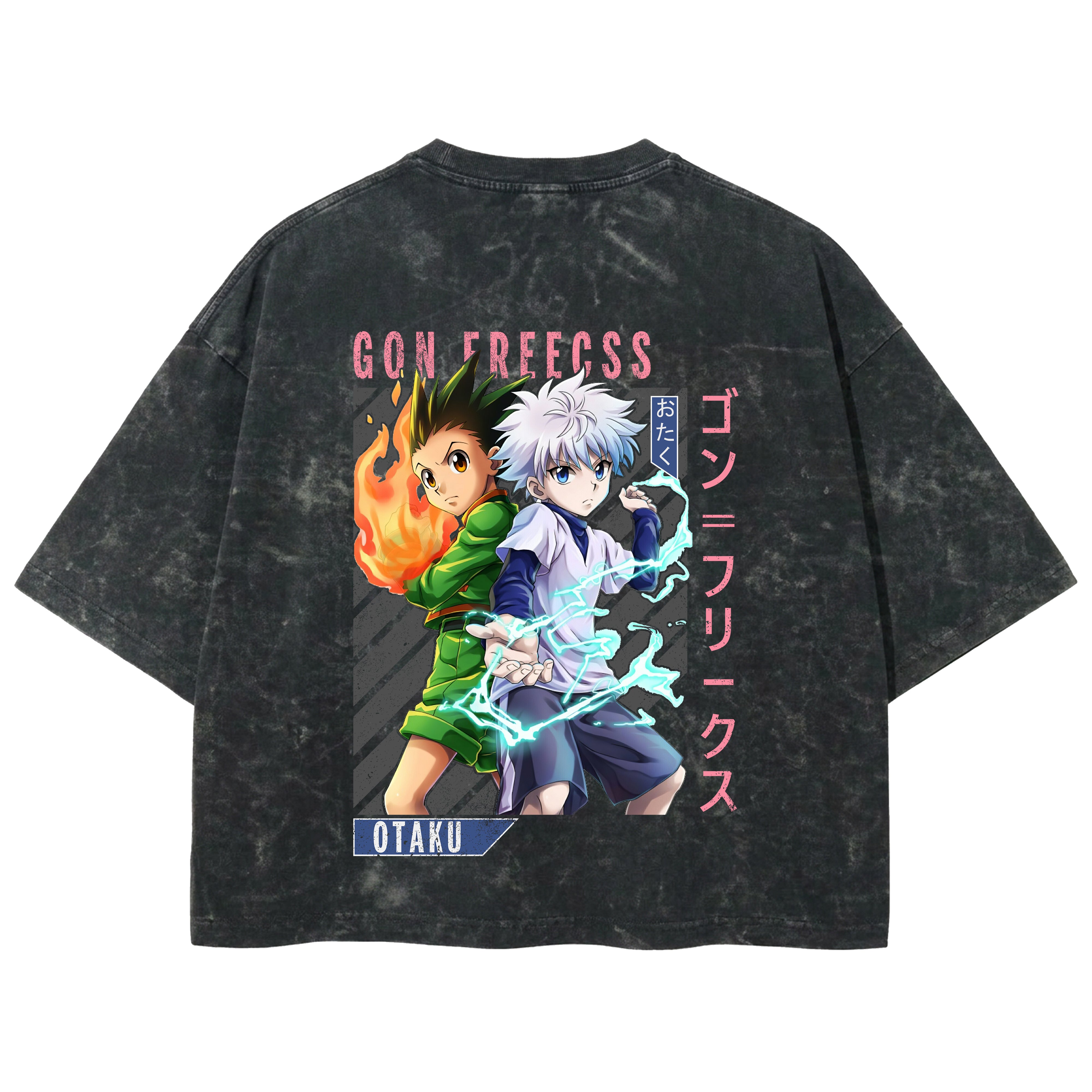 Playera streetwear premium de anime y gaming ExtraLife MX, corte boxy deluxe mineral wash heavyweight en color Acid Wash, moda urbana mexicana de culto.