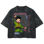 Playera streetwear premium de anime y gaming ExtraLife MX, corte boxy deluxe mineral wash heavyweight en color Acid Wash, moda urbana mexicana de culto.