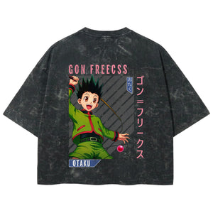 Playera streetwear premium de anime y gaming ExtraLife MX, corte boxy deluxe mineral wash heavyweight en color Acid Wash, moda urbana mexicana de culto.