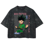 Playera streetwear premium de anime y gaming ExtraLife MX, corte boxy deluxe mineral wash heavyweight en color Acid Wash, moda urbana mexicana de culto.