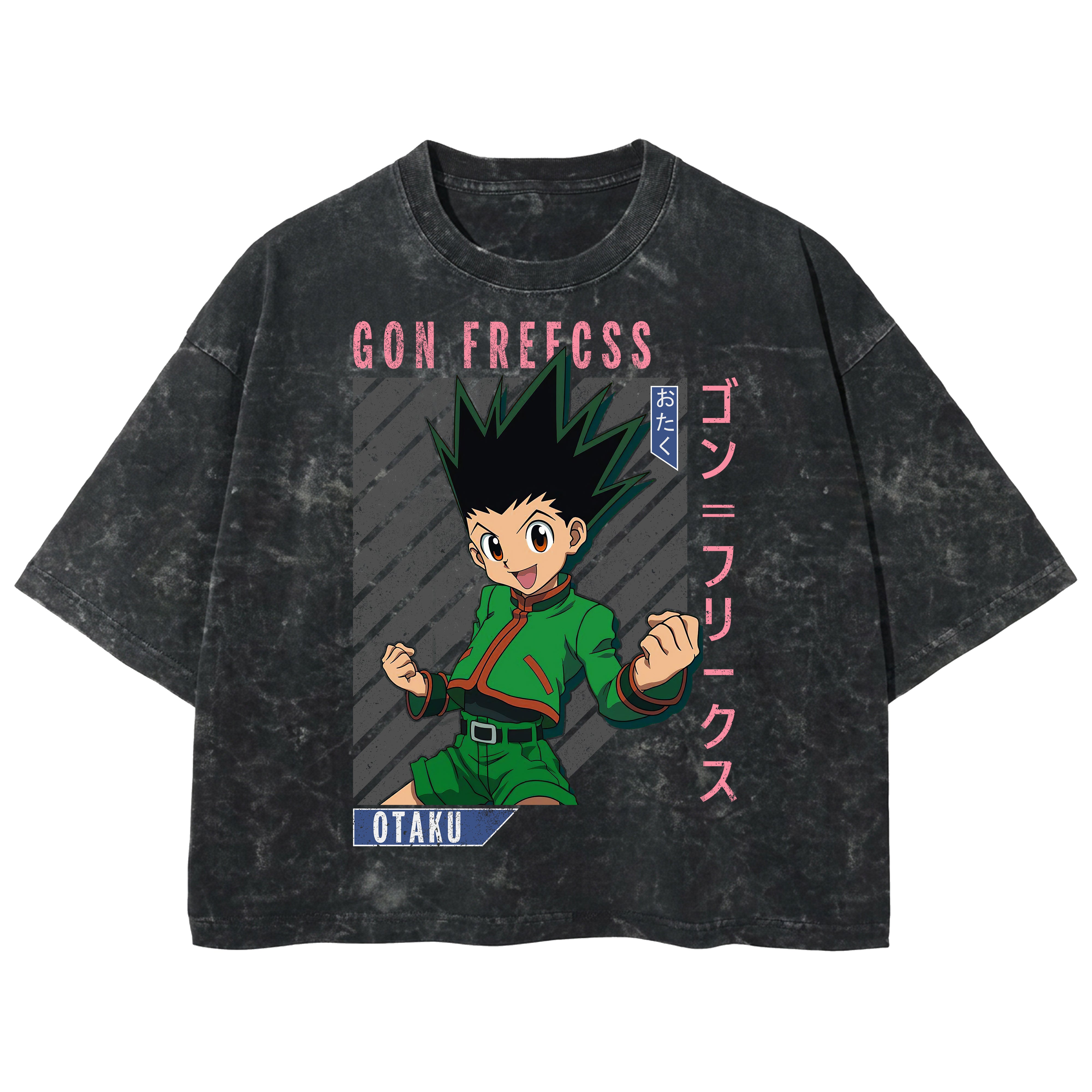 Playera streetwear premium de anime y gaming ExtraLife MX, corte boxy deluxe mineral wash heavyweight en color Acid Wash, moda urbana mexicana de culto.