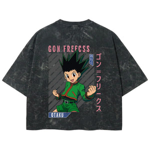 Playera streetwear premium de anime y gaming ExtraLife MX, corte boxy deluxe mineral wash heavyweight en color Acid Wash, moda urbana mexicana de culto.