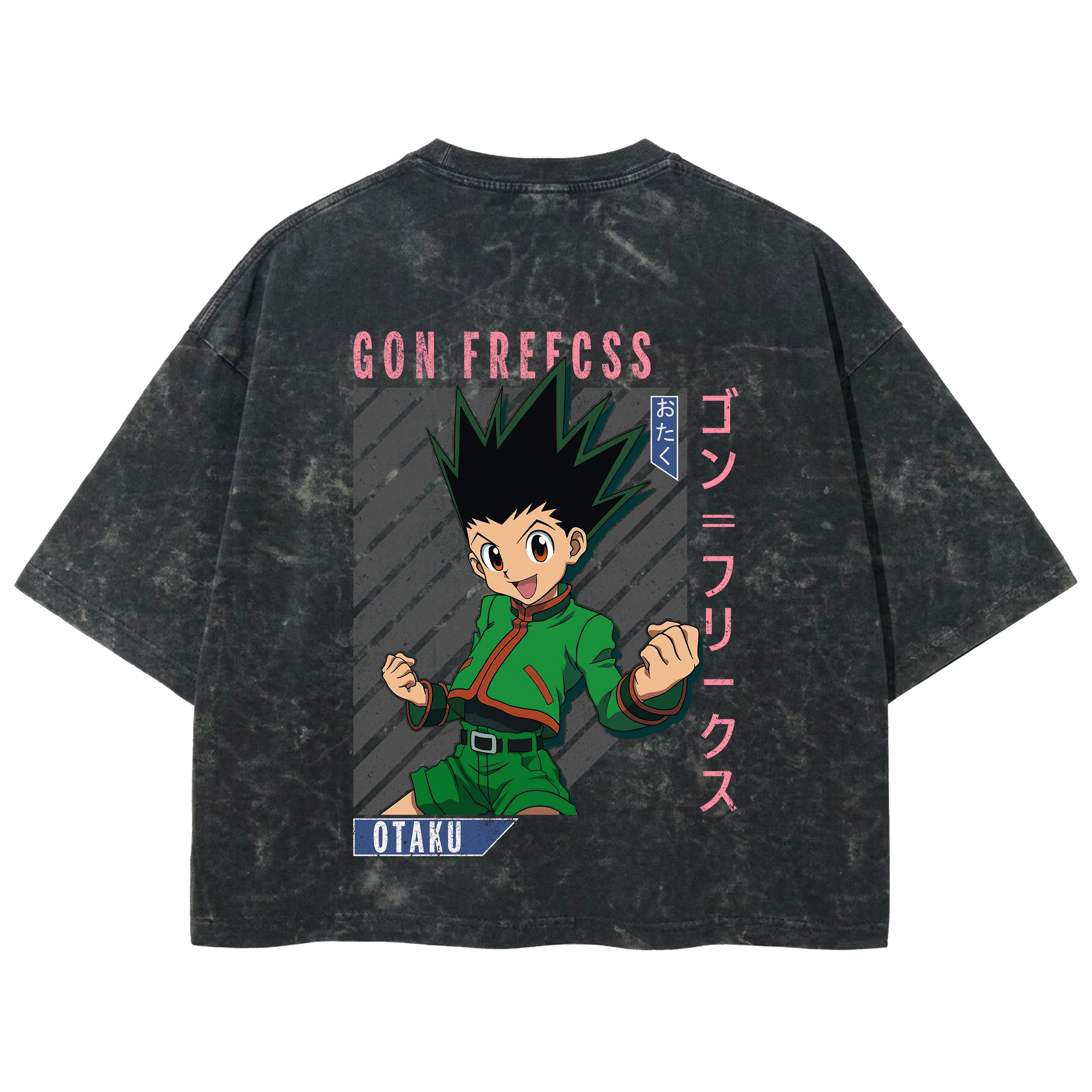 Playera streetwear premium de anime y gaming ExtraLife MX, corte boxy deluxe mineral wash heavyweight en color Acid Wash, moda urbana mexicana de culto.