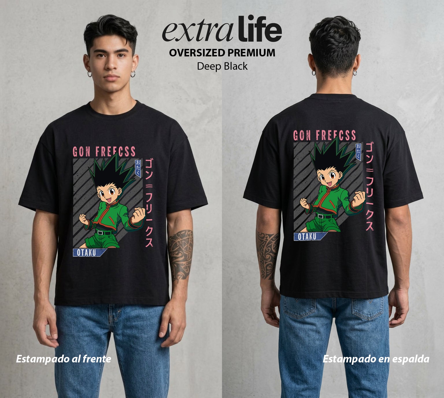 La Prueba del Cazador | El Nen de la Alegria #01570 - Playera Oversized Premium | Deep Black - Foto en modelo