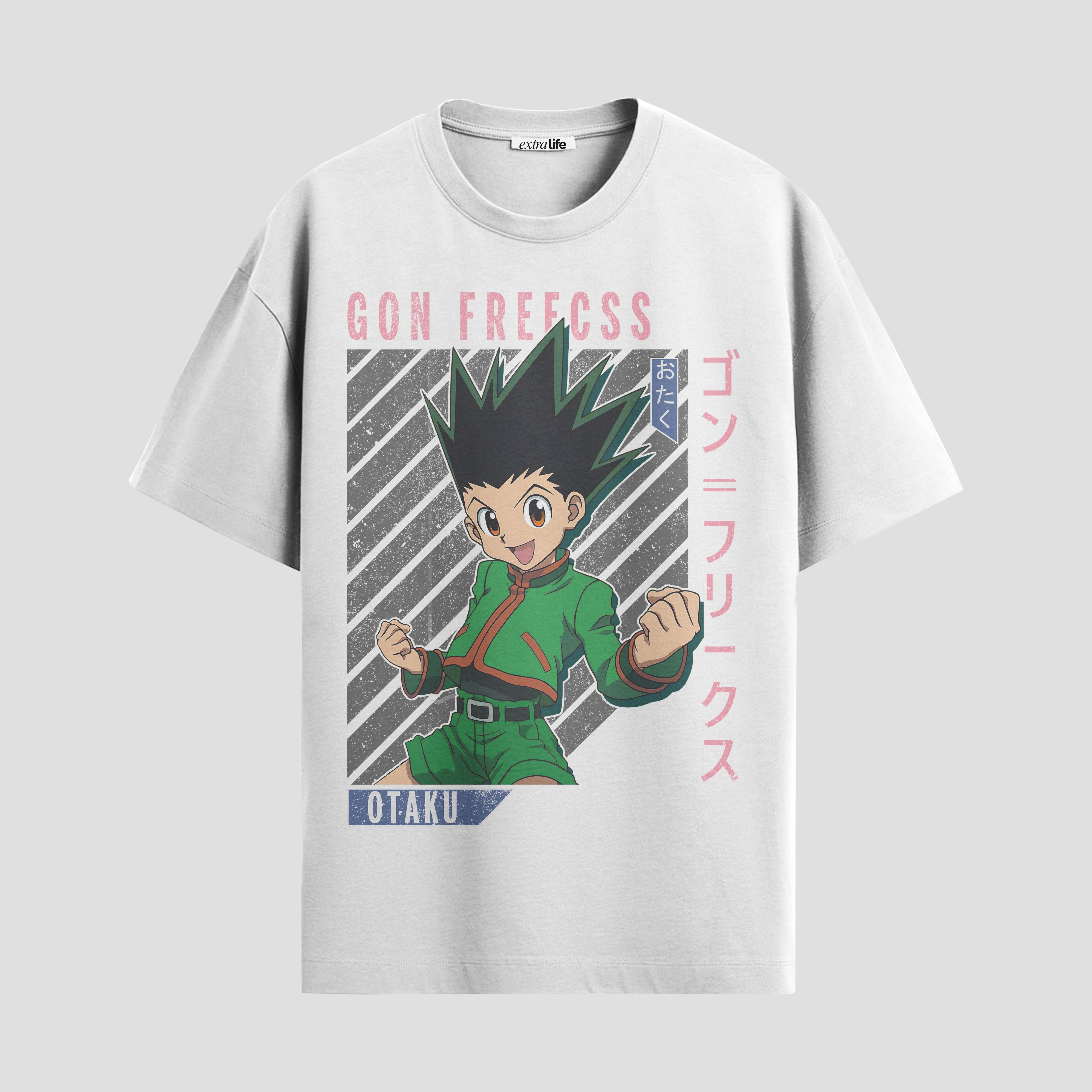Playera urbana de anime y gaming ExtraLife MX, corte Standard Fit unisex ligero y transpirable en color Deep Black y Pure White, ropa de uso diario para gym y casual.
