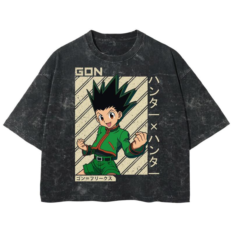 Playera streetwear premium de anime y gaming ExtraLife MX, corte boxy deluxe mineral wash heavyweight en color Acid Wash, moda urbana mexicana de culto.