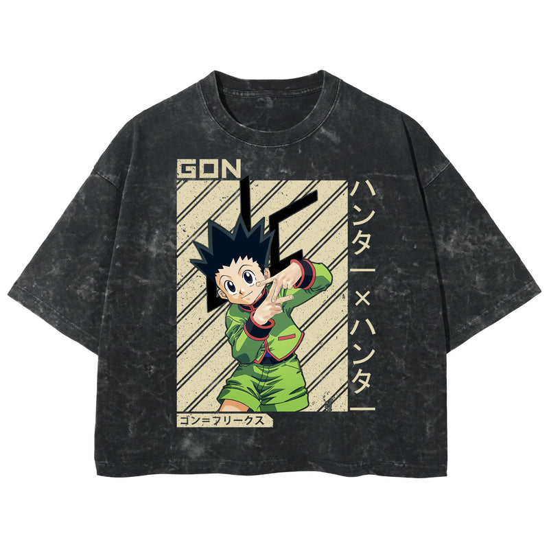 Playera streetwear premium de anime y gaming ExtraLife MX, corte boxy deluxe mineral wash heavyweight en color Acid Wash, moda urbana mexicana de culto.