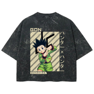 Playera streetwear premium de anime y gaming ExtraLife MX, corte boxy deluxe mineral wash heavyweight en color Acid Wash, moda urbana mexicana de culto.
