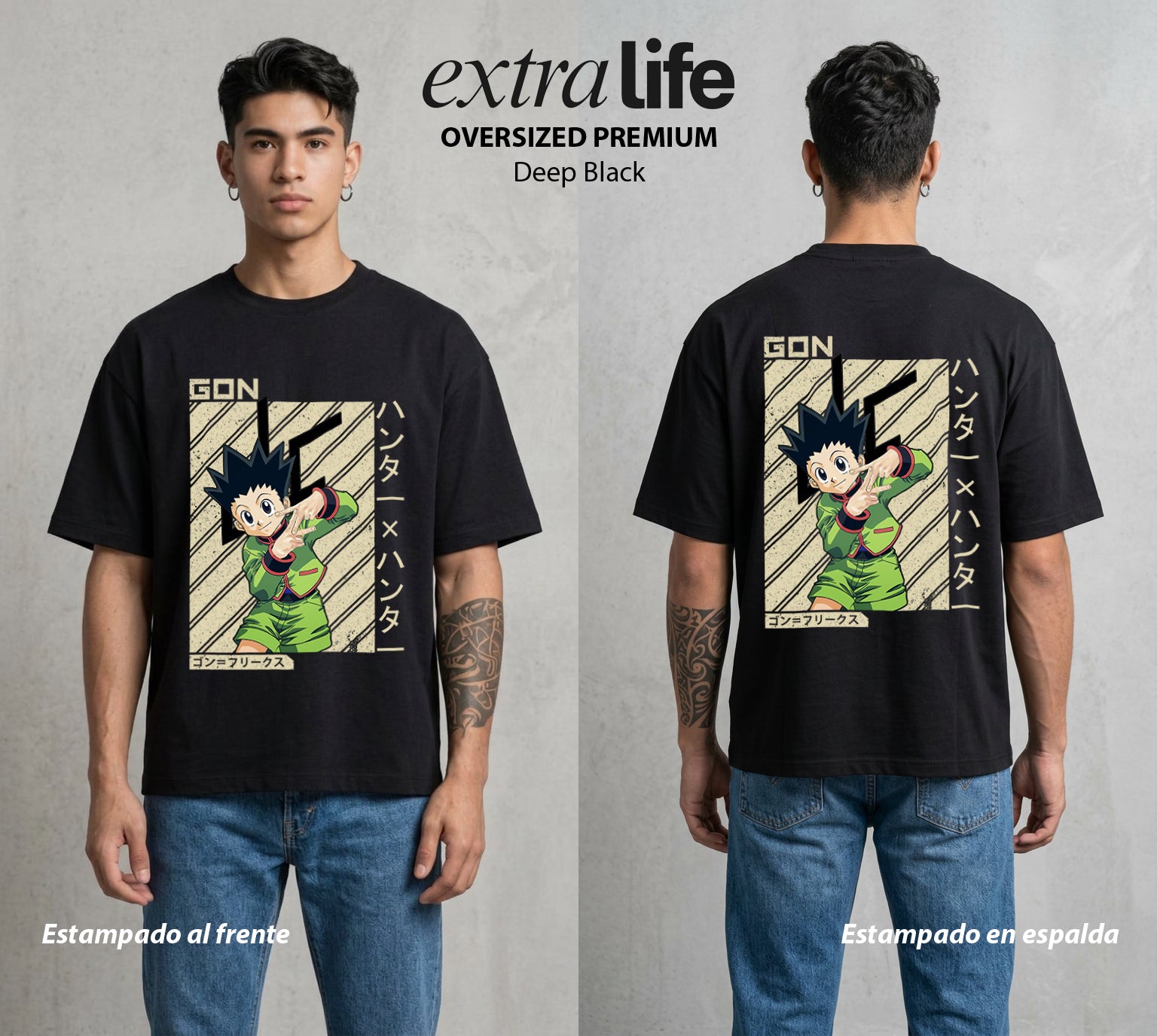 La Prueba del Cazador | El Niño de la Isla #01572 - Playera Oversized Premium | Deep Black - Foto en modelo