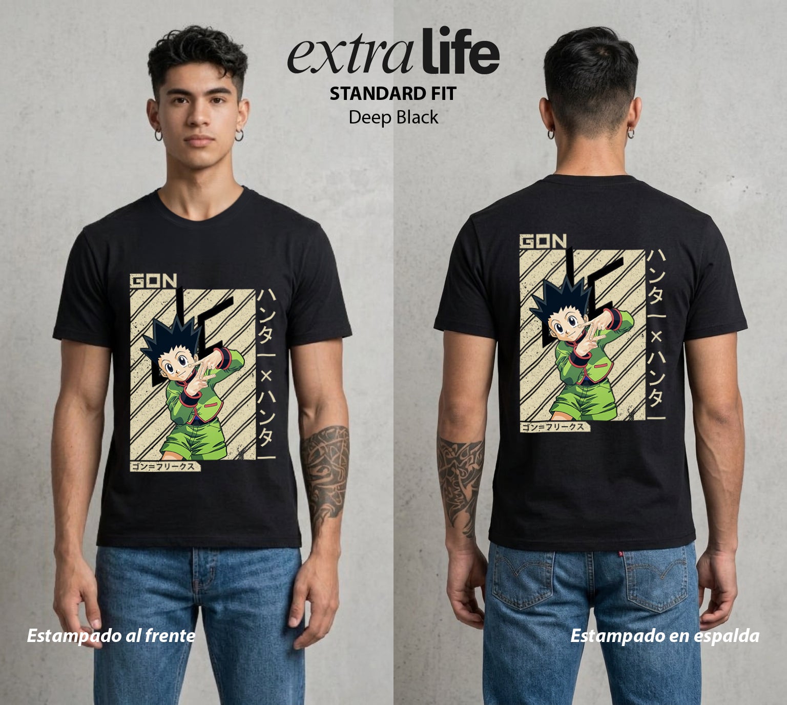 La Prueba del Cazador | El Niño de la Isla #01572 - Playera Standard Fit | Deep Black - Foto en modelo